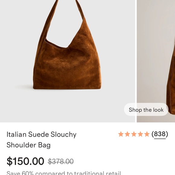 Quince Whiskey Brown Suede Hobo Bag - Picture 2 of 13